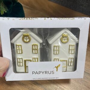 Papyrus White and Gold Holiday Salt and Pepper Shaker Set